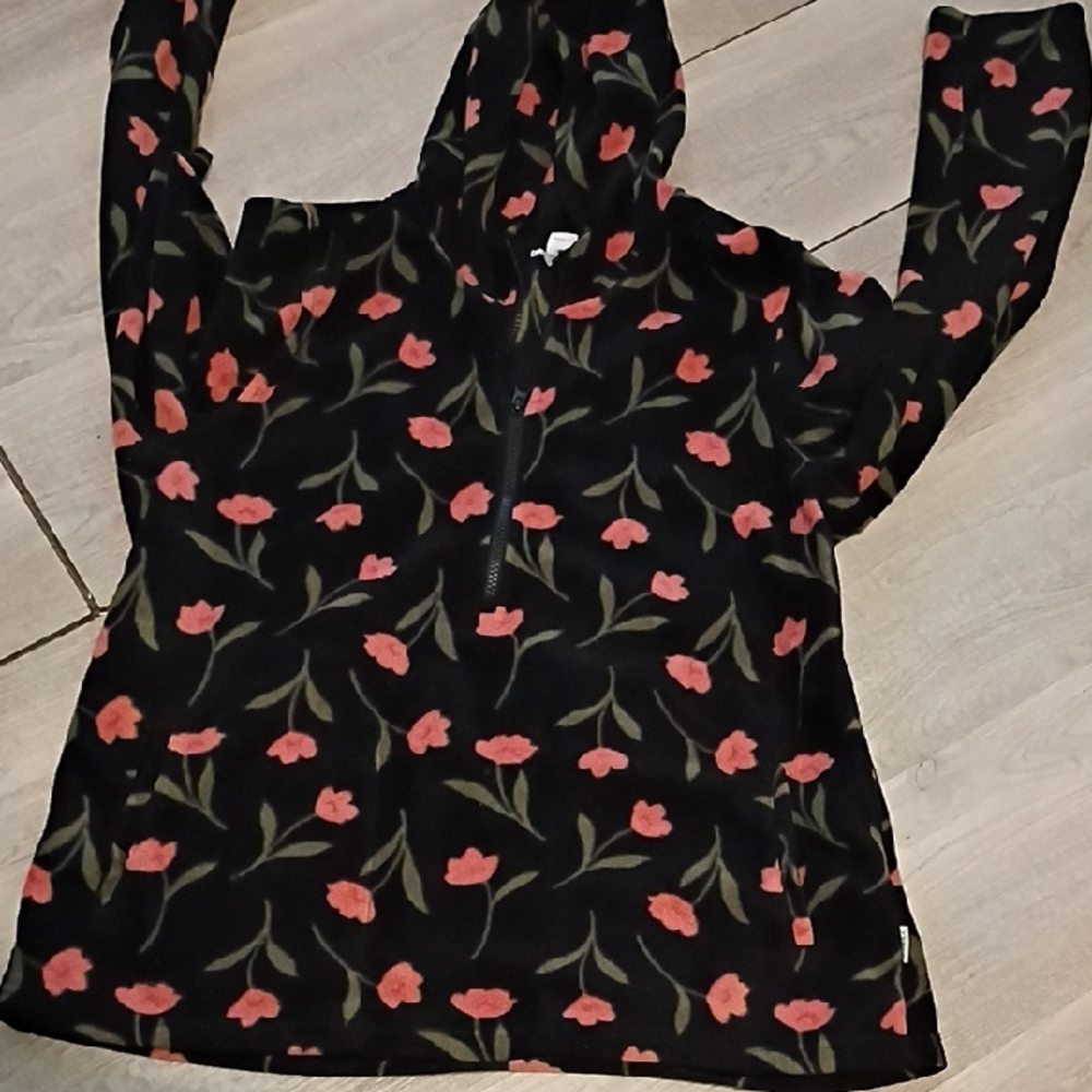 Floral Black and Pink Women's Hoodie